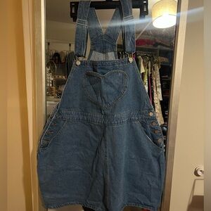 NEW Heart Denim Overall Dress
